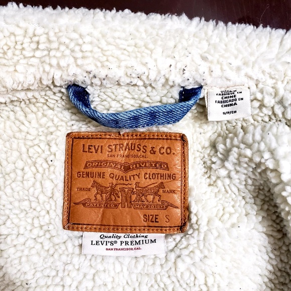 Levis Sherpa Denim Jean Trucker Jacket Premium Small - Picture 6 of 7